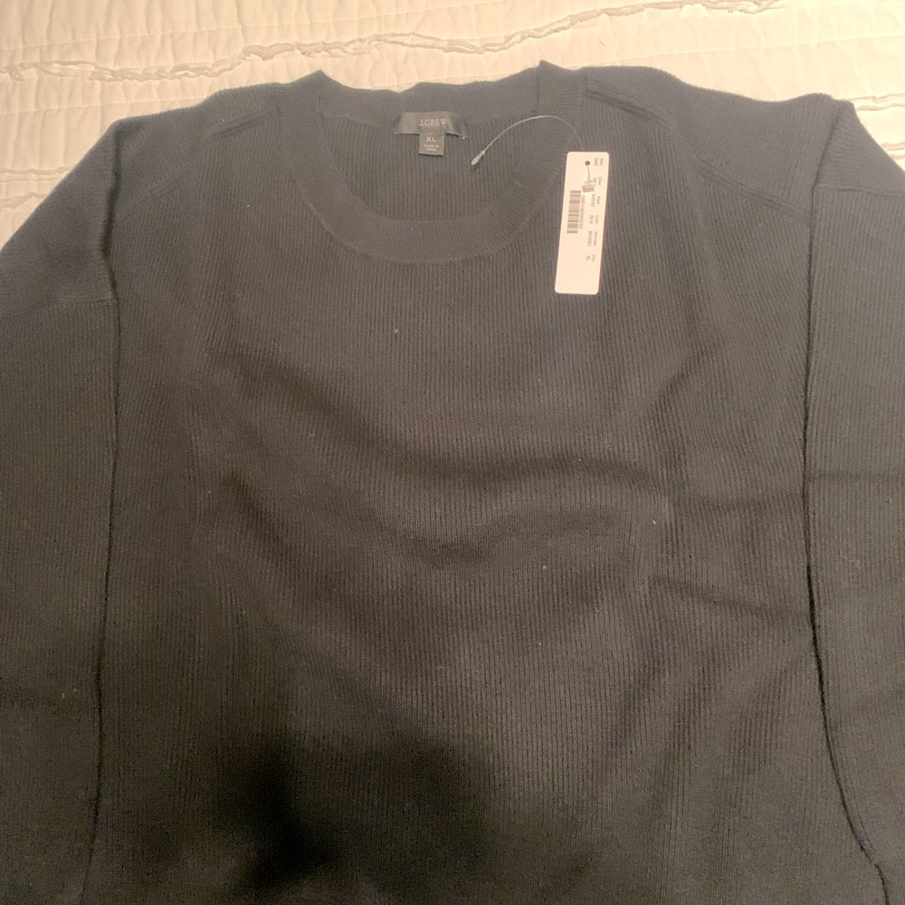 NWT J. Crew cotton black balloon sleeve sweater XL
